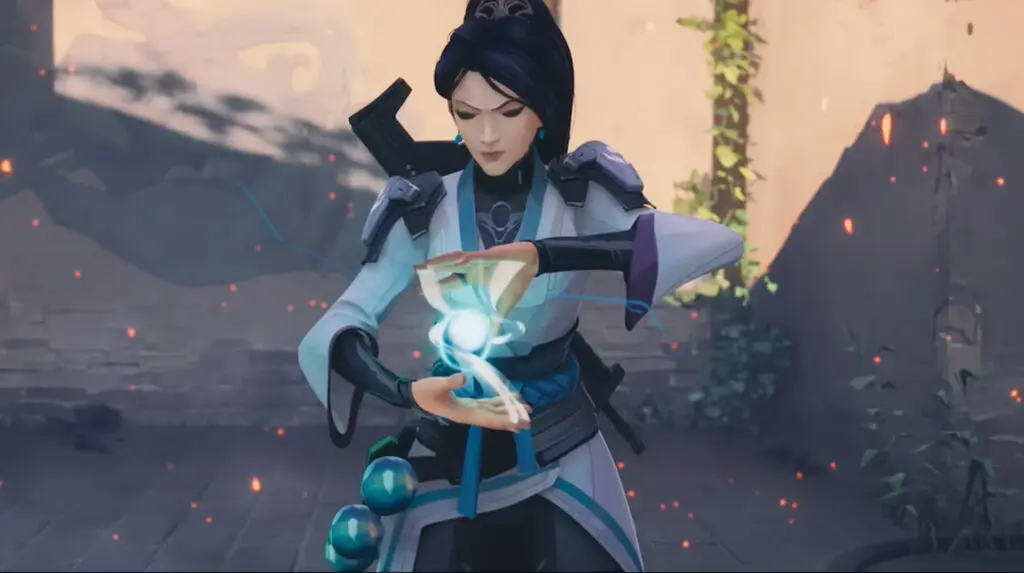 Sage prepping to create a barrier using her Radiant orbs (Image via VALORANT YouTube)